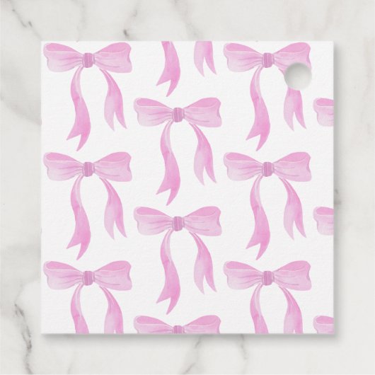 Elegante Roze Strik Bruidsdouche Script Bedankt Bedankjes Labels (Achterkant)