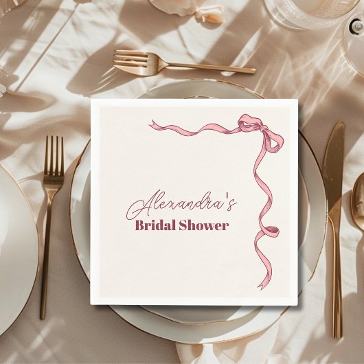 Elegante Roze Strik Bruidsdouche Servet
