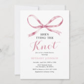 Elegante Roze Strik Bruidsfeest Kaart (Voorkant)