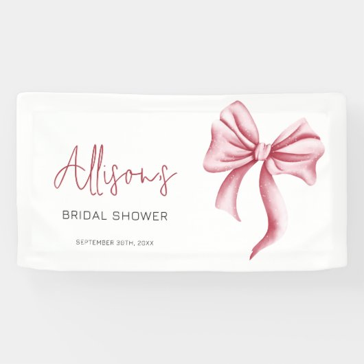 Elegante Roze Strik Bruidsfeest Spandoek (Horizontaal)