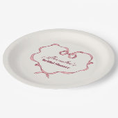 Elegante Roze Strik Bruidsmeisjesfeest Papieren Bordje (Gekanteld)