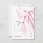 Elegante Roze Strik Bruidsontbijt Bedankkaart (Voorkant)