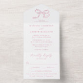 Elegante Roze Strik Bruiloft All In One Uitnodiging (Binnen)