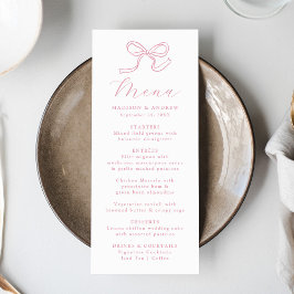 Elegante Roze Strik Bruiloft Menu