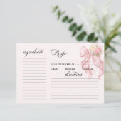 Elegante Roze Strik Bruiloft Recept Kaart (Staand voorkant)