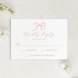 Elegante Roze Strik Bruiloft RSVP Kaartje