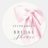 Elegante roze strik bruiloft sticker (Voorkant)