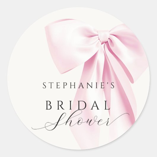 Elegante roze strik bruiloft sticker (Voorkant)