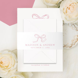 Elegante Roze Strik Bruiloft Uitnodigingen Wikkel