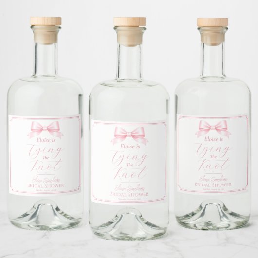 Elegante roze strik bruiloftsfeest drankje likeurfles etiket (Flessen)