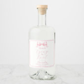 Elegante roze strik bruiloftsfeest drankje likeurfles etiket (Voorkant)