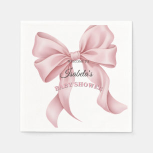 Elegante Roze Strik Coquette Baby Shower Meisje Servet