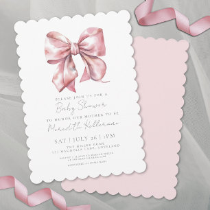 Elegante Roze Strik Coquette Meisje Baby Shower Kaart