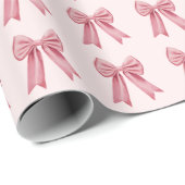 Elegante Roze Strik Coquette Vrouwelijk Cadeaupapier (Rol Hoek)
