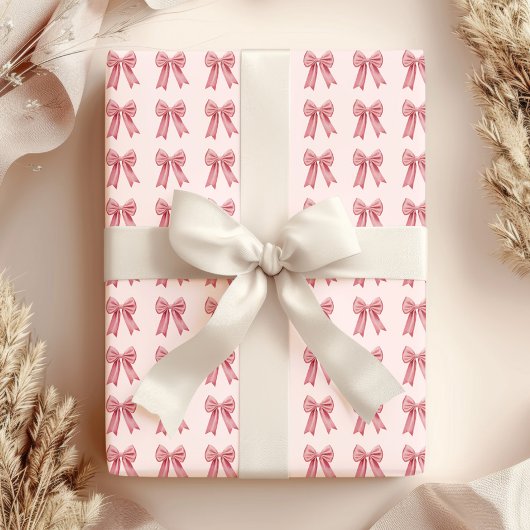 Elegante Roze Strik Coquette Vrouwelijk Cadeaupapier