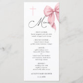 Elegante Roze Strik Doop Menu (Voorkant)