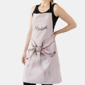 Elegante roze strik Esthetische coquette Naam Schort (Insitu)