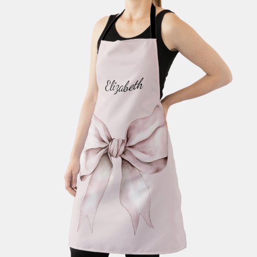 Elegante roze strik Esthetische coquette Naam Schort (Insitu)