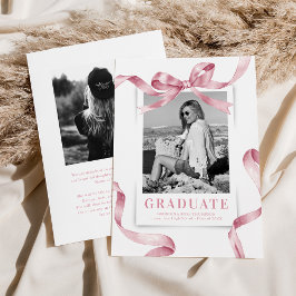 Elegante Roze Strik Foto Afstudeerfoto Aankondiging