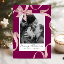 Elegante Roze Strik Foto Kerstmis