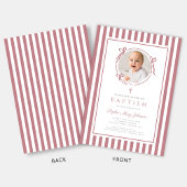 Elegante Roze Strik Foto Meisje Doop Kaart