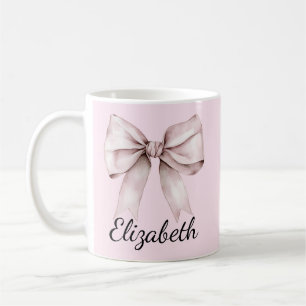 Elegante roze strik Gepersonaliseerde naam Koffiemok