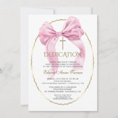 Elegante Roze Strik Gouden Meisje Inwijding  Kaart (Voorkant)