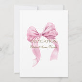 Elegante Roze Strik Gouden Meisje Inwijding  Kaart (Achterkant)