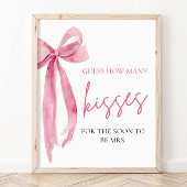Elegante Roze Strik Guess Hoeveel Kusjes Spel Poster