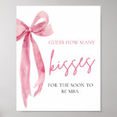 Elegante Roze Strik Guess Hoeveel Kusjes Spel Poster (Voorkant)