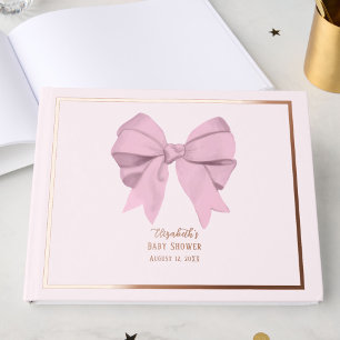 Elegante Roze Strik Het is een Meisje Baby Shower Gastenboek
