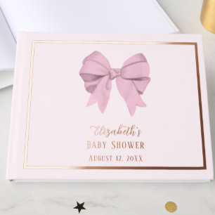 Elegante Roze Strik Het is een Meisje Baby Shower Gastenboek
