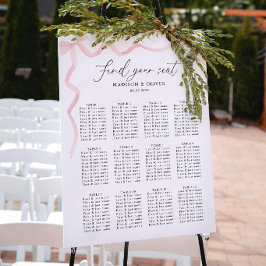 Elegante Roze Strik Huwelijksstoelindeling Poster