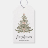 Elegante Roze Strik Kerstboom Cadeaulabel (Voorkant)