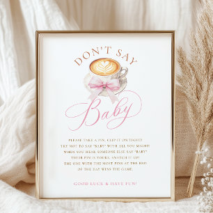 Elegante Roze Strik Koffie Baby Shower Spel Poster