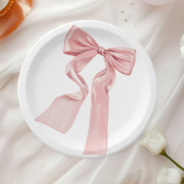 Elegante Roze Strik Lint Paper Plates Papieren Bordje