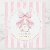 Elegante Roze Strik Lint Wijn Etiket (Enkel label)