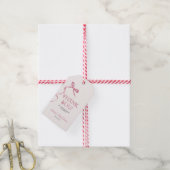 Elegante Roze Strik Meisje Baby Shower Bedankt Cadeaulabel (Met Touw)