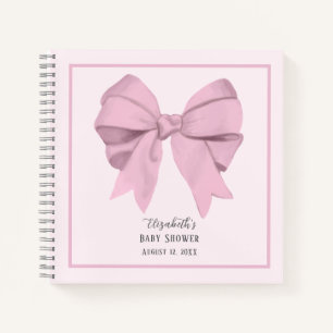 Elegante Roze Strik Meisje Baby Shower Gastboek Notitieboek