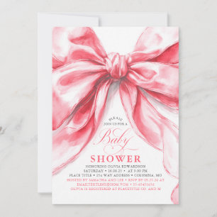 Elegante Roze Strik Meisje Baby Shower Kaart