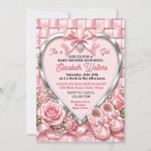 Elegante Roze Strik Meisje Baby Shower