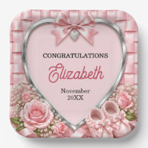 Elegante Roze Strik Meisje Baby Shower
