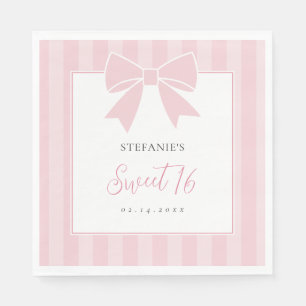 Elegante Roze Strik Meisje Sweet 16 Verjaardagsfee Servet
