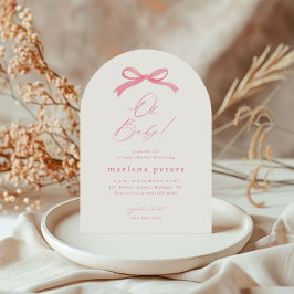 Elegante Roze Strik Meisjes Baby Shower Kaart