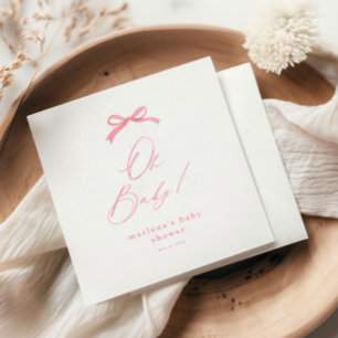 Elegante Roze Strik Meisjes Baby Shower Servet