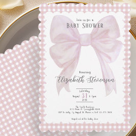 Elegante Roze Strik Meisjesachtige Baby Shower Uit Kaart