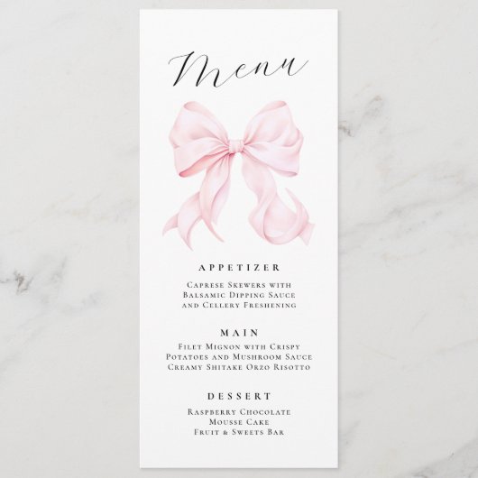 Elegante Roze Strik Menu (Voorkant)