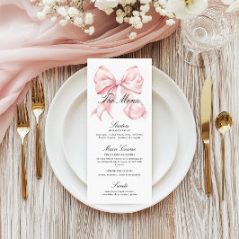 Elegante Roze Strik Menu Coquette Strik