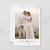 Elegante Roze Strik Monogram Foto Bruiloft Bedankkaart (Voorkant)