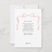 Elegante Roze Strik Monogram Foto Bruiloft Bedankkaart (Achterkant)